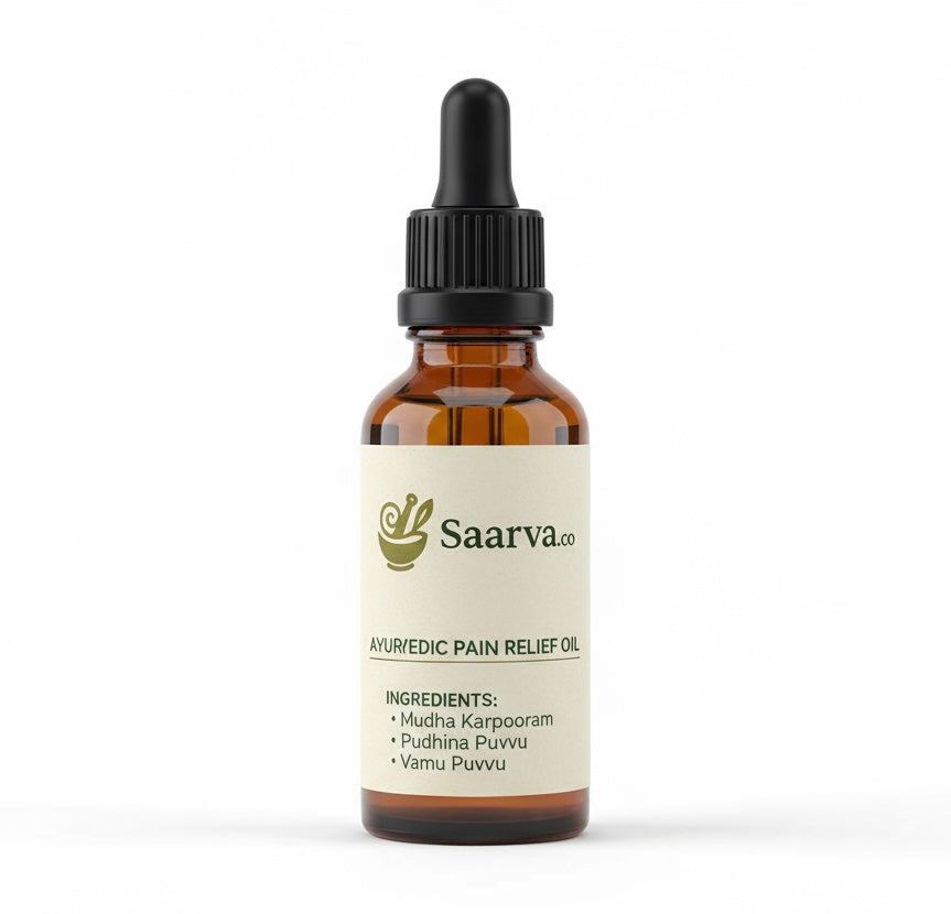 Saarva Ayurvedic Pain Relief Oil – 30 ml | Fast-Acting Muscle & Joint Soother